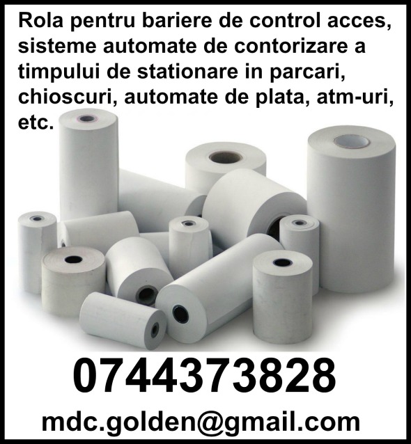 Role de hartie termica pentru bariere de control acces, automate de pa, Sector 1 - Bucuresti - imagine 1 - popic.ro